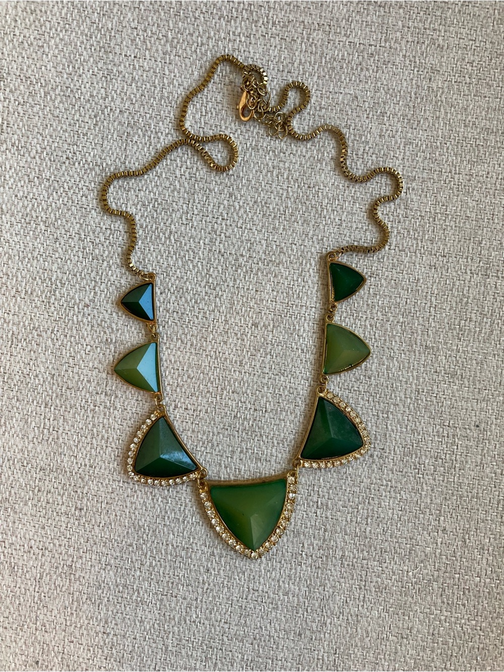 GoldTone Green Triangle Statement Necklace - Women Jewelry